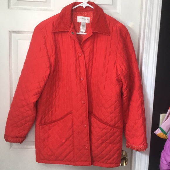 Vintage Jackets & Blazers - Vintage red quilted jacket with corduroy collar